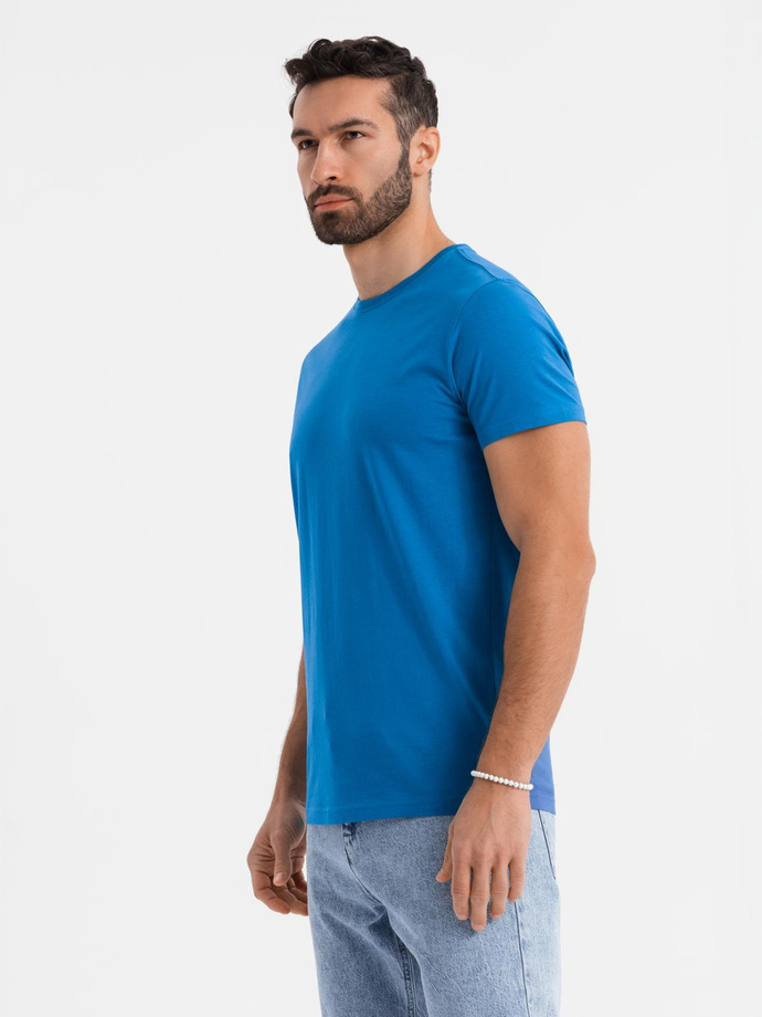 Tricou clasic BASIC din bumbac pentru bărbați - violet V13 OM-TSBS-0146