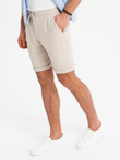 Men's knit shorts with rolled up legs - sand V3 OM-SRCS-0170