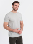 Tricou bărbătesc din bumbac cu contrast - gri deschis V2 OM-TSCT-0151