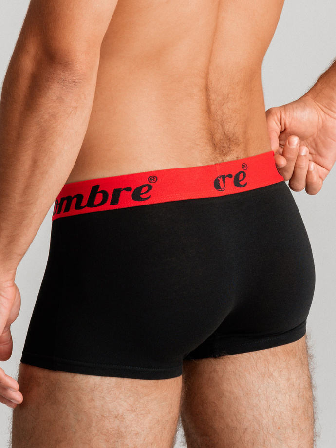 Pánske kontrastné bavlnené boxerky - 7-pack čierne V1 OM-UNBO-0100