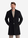 Single-breasted long men's suit style coat - black V1 OM-COWC-0105