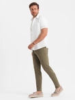 Pantaloni chino croiți pentru bărbați - olive V3 OM-PACP-0151