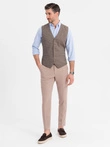 Jacquard casual men's vest without lapels - brown V1 OM-BLZV-0111