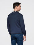 Knitted monochrome men's viscose cardigan - navy blue V1 OM-SWCD-0126 