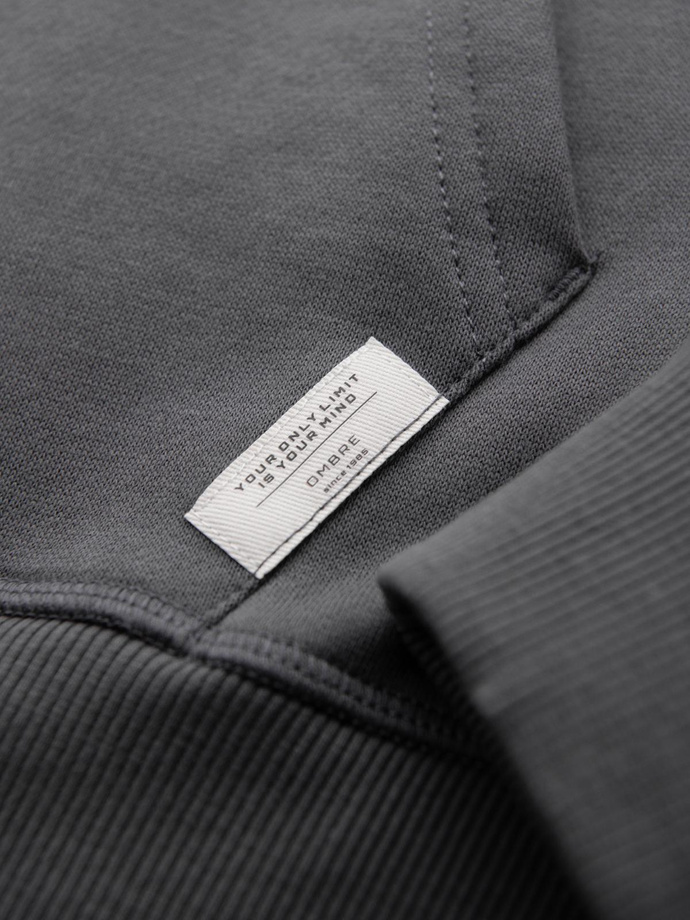 Hanorac kangaroo pentru bărbați cu broderie și glugă - grafit V2 OM-SSNZ-0241