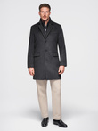 Unbuttoned men's wool blend coat - graphite V2 OM-COWC-0121