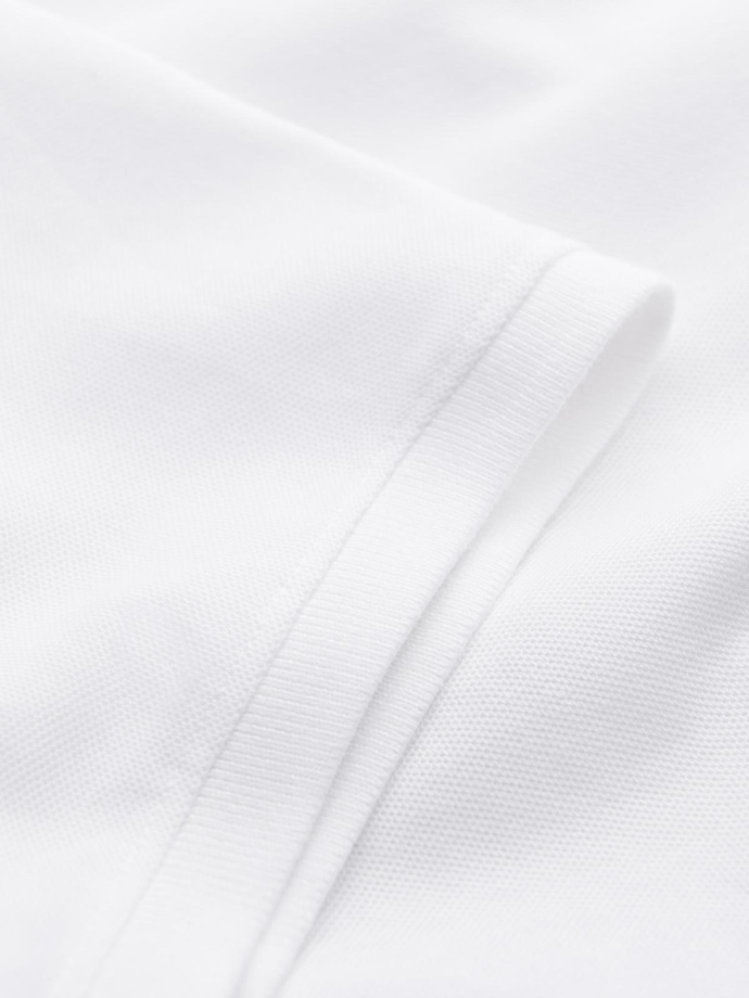 BASIC men's single color pique knit polo shirt - white V4 OM-POBS-0100