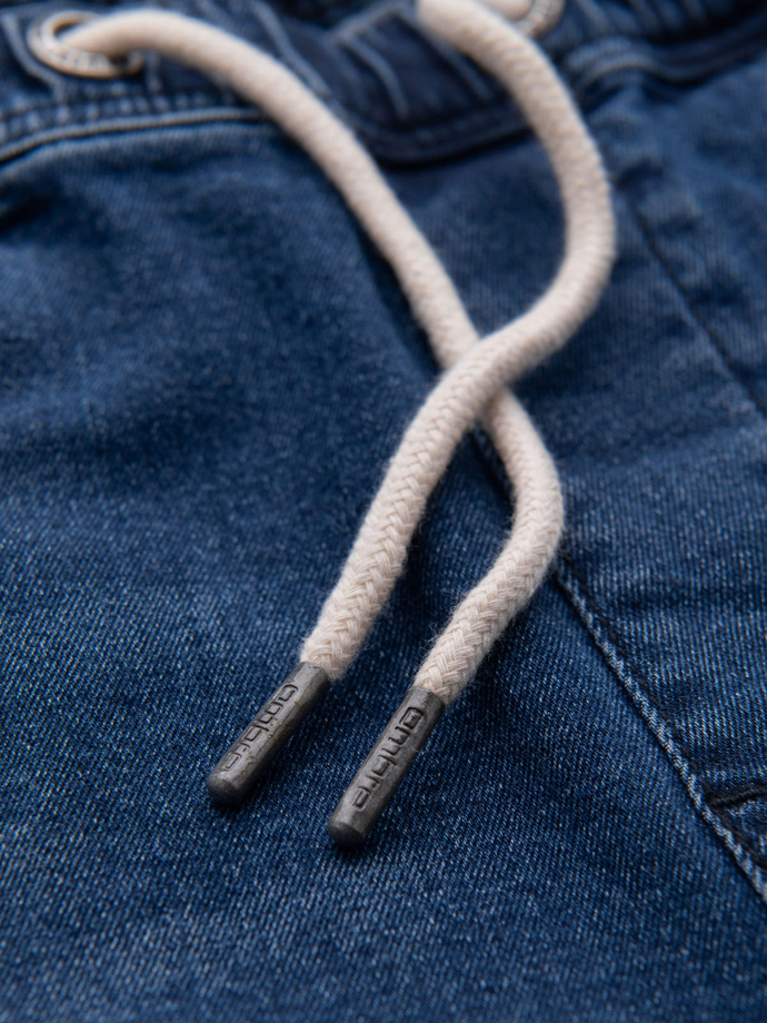 Pánské šortky s elastickým pasem a pracím efektem - modré V2 OM-SRDS-0192