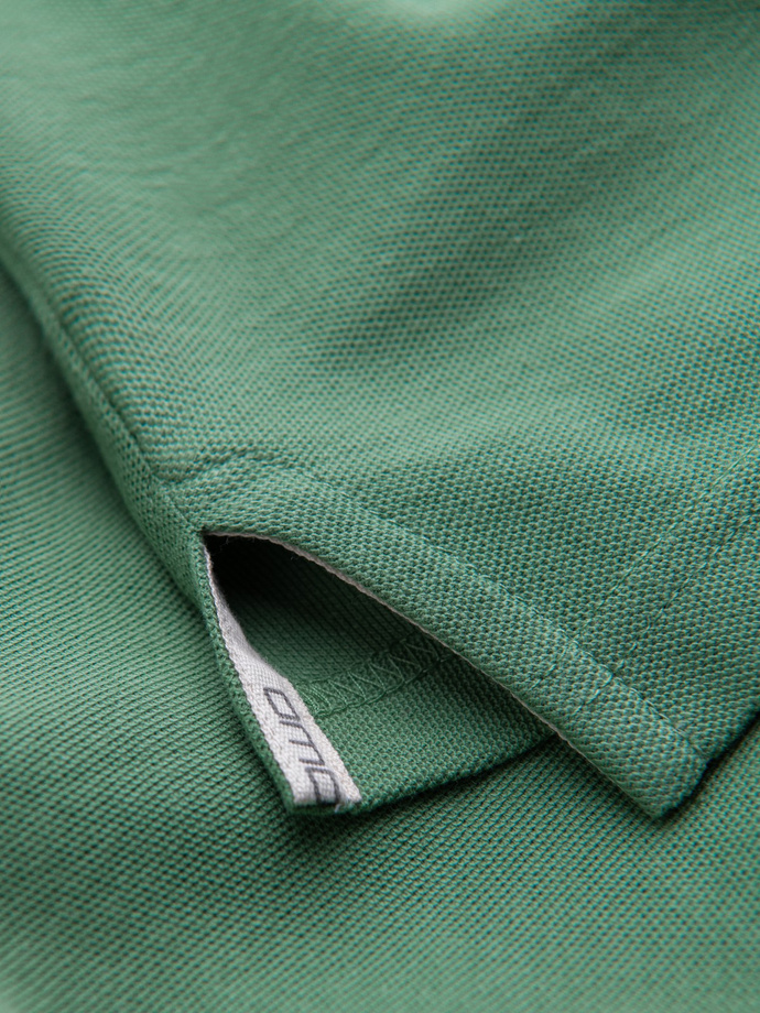 Men's BASIC single color pique knit polo shirt - green V11 OM-POBS-0100