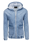 Men's denim jacket katana with cargo pockets and hood - blue V3 C558