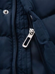 Men's quilted jacket with stand-up collar and chest zips - navy blue V2 OM-JALP-0260