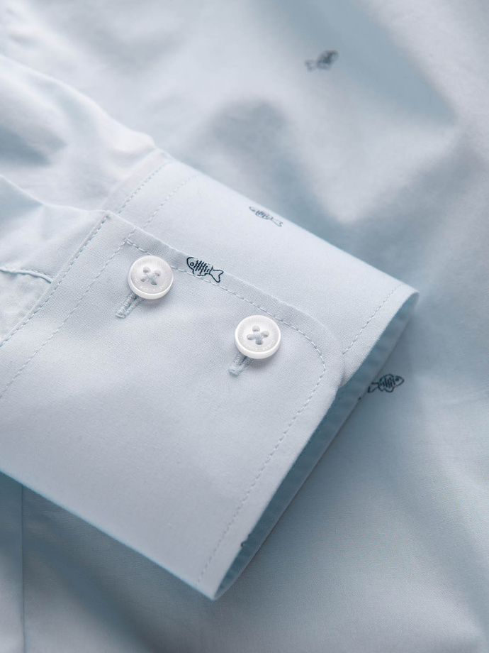 Cămașă clasică pentru bărbați din bumbac SLIM FIT în plasă de pește - albastru V4 OM-SHCS-0156