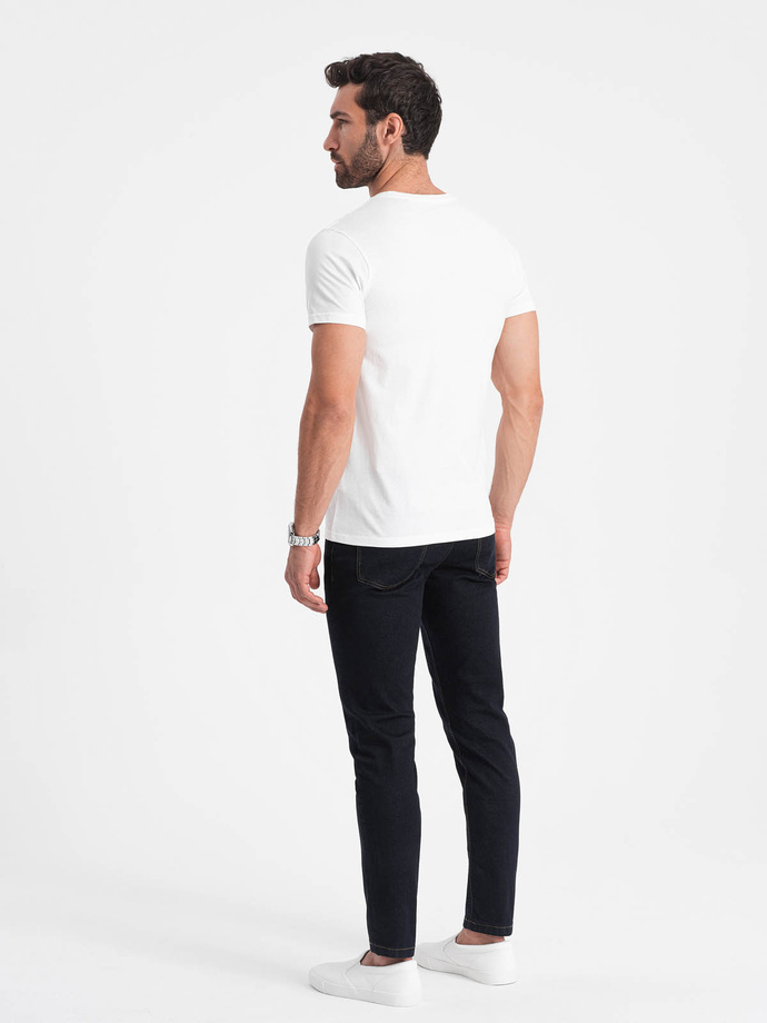 Tricou clasic din bumbac pentru bărbați BASIC - alb V4 OM-TSBS-0146