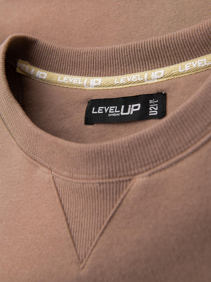 Klasikiniai unisex džemperiai su apvalia iškirpte - rudi V16 OU-SNBC-0104