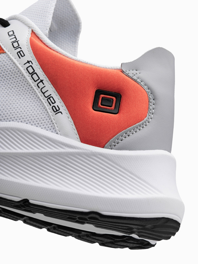 Men's sneakers with neon inserts - white V1 OM-FOKS-0118