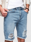 Men's short denim shorts with rips and holes - light blue V2 OM-SRDS-0157