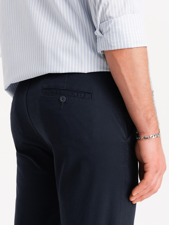 Pantaloni chino pentru bărbați cu talie decorativă - albastru marin V2 OM-PACP-0118