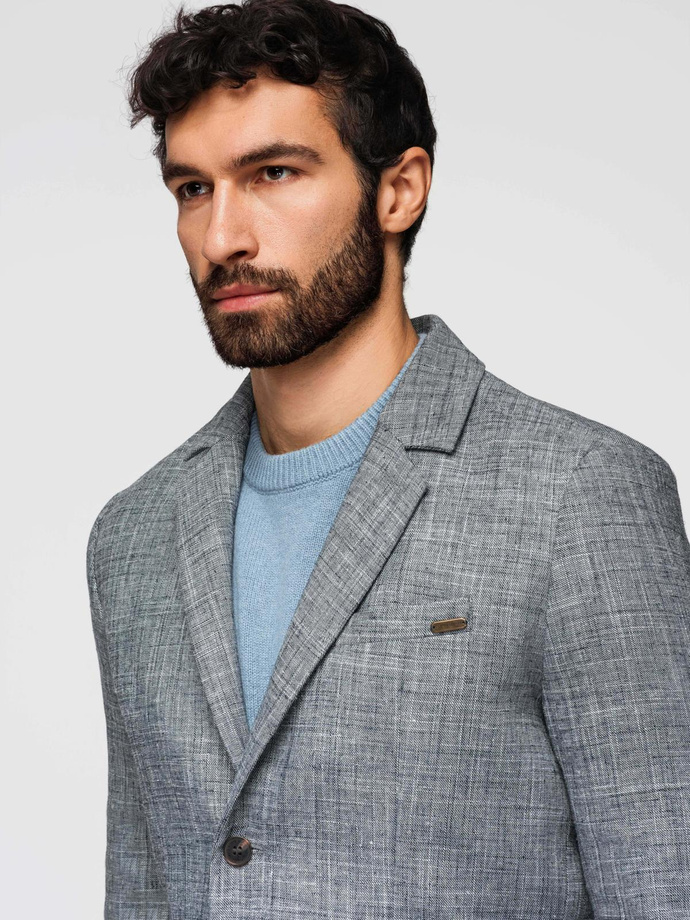 Blazer bărbătesc cu croială REGULAR cu in - grafit V5 OM-BLZB-0128