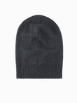 Men's winter cotton knit beanie hat - graphite melange V2 OM-ACWH-0124