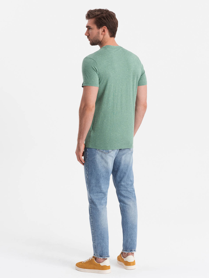 Tricou pentru bărbați cu efect decorativ confetti - verde V4 OM-TSCT-0178