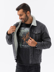 Men's mid-season jacket - dark grey C524