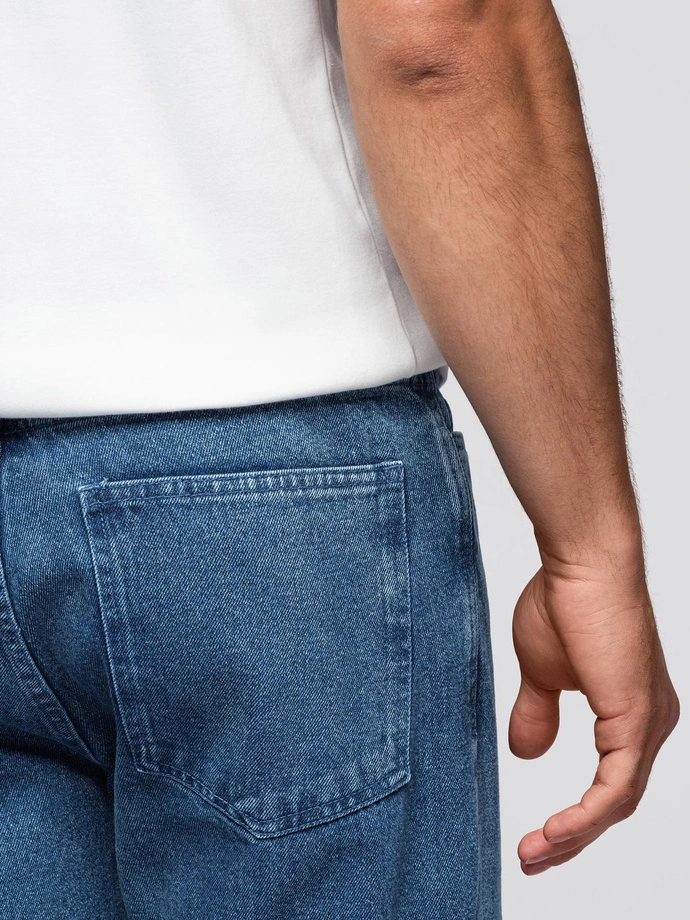 Pánske džínsové nohavice CARROT FIT s odretými okrajmi - modré V2 OM-PADP-0250