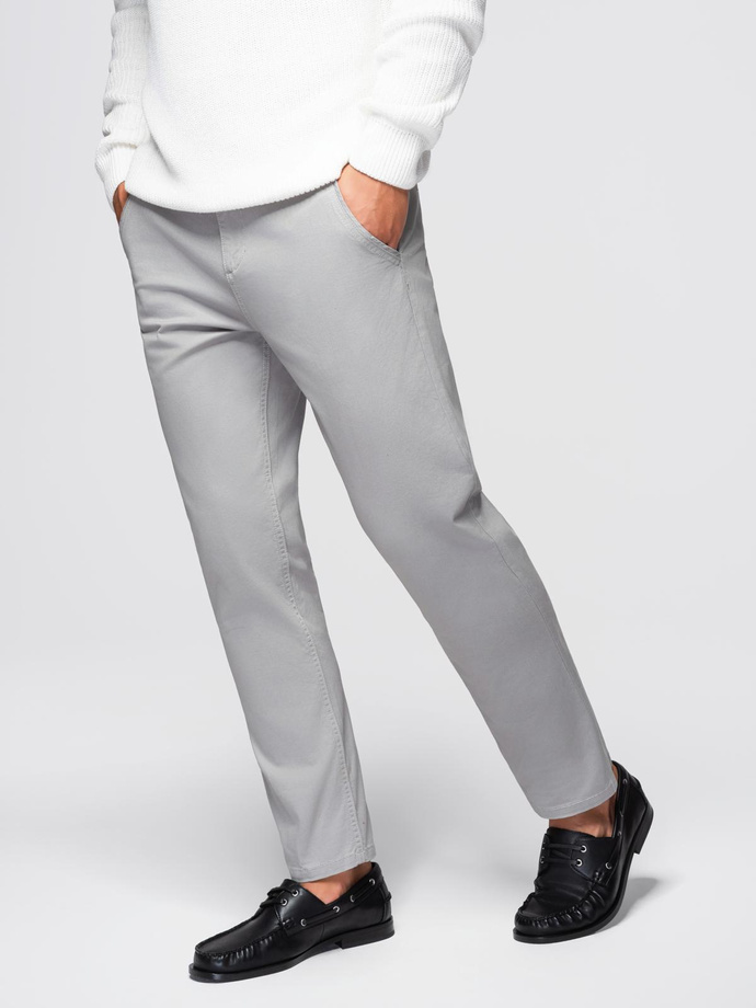 Pantaloni chino pentru bărbați cu talie decorativă - gri V6 OM-PACP-0118
