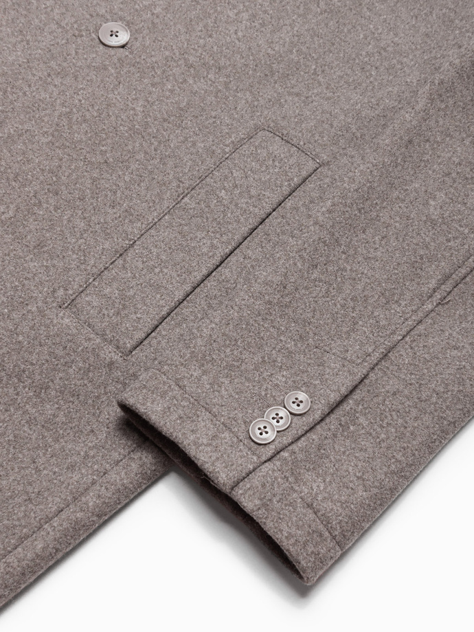 Pánsky ľahký jednoradový kabát - svetlohnedý V4 OM-COWC-0104