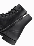 Vyriški batai iš ekologiškos odos su apšiltinta aukšta pakulne - juodi V1 OM-FOBO-0172 (BLACK)
