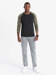 Men's longsleeve with raglan contrast sleeves - black/olive V3 OM-LSCL-0105