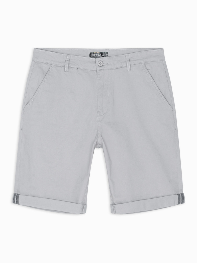 Men's classic chino shorts with rolled up leg - grey V12 OM-SRCS-0197