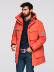 Men's long insulated jacket with reflective elements - orange V1 OM-JALJ-0169