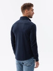 Cămașă bărbătească tricotată SLIM FIT cu mânecă lungă - albastru marin V2 OM-SHCS-0177 