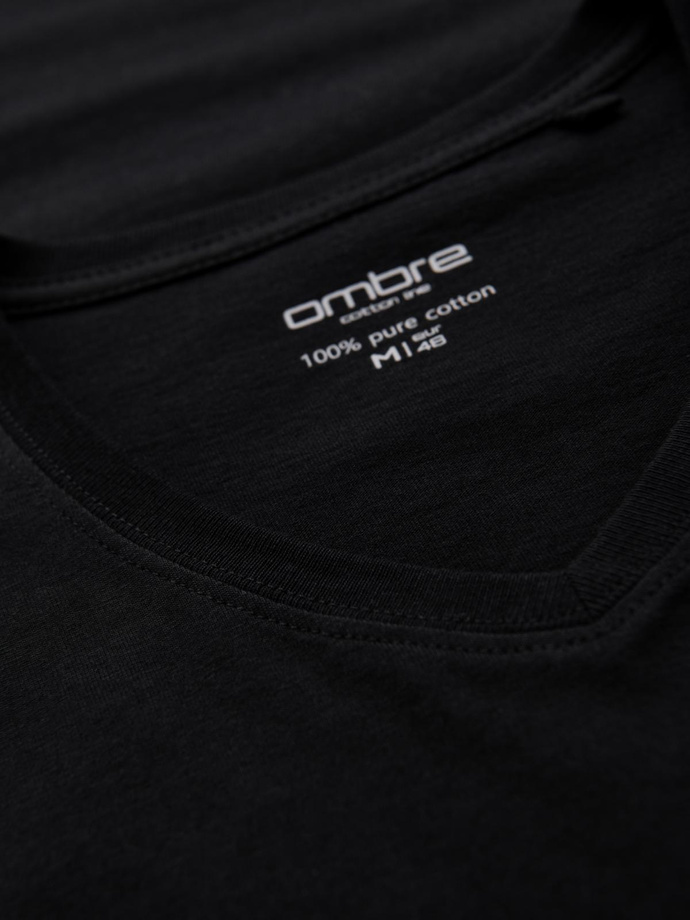 Pánské klasické bavlněné tričko BASIC s výstřihem - černé V1 OM-TSBS-0237