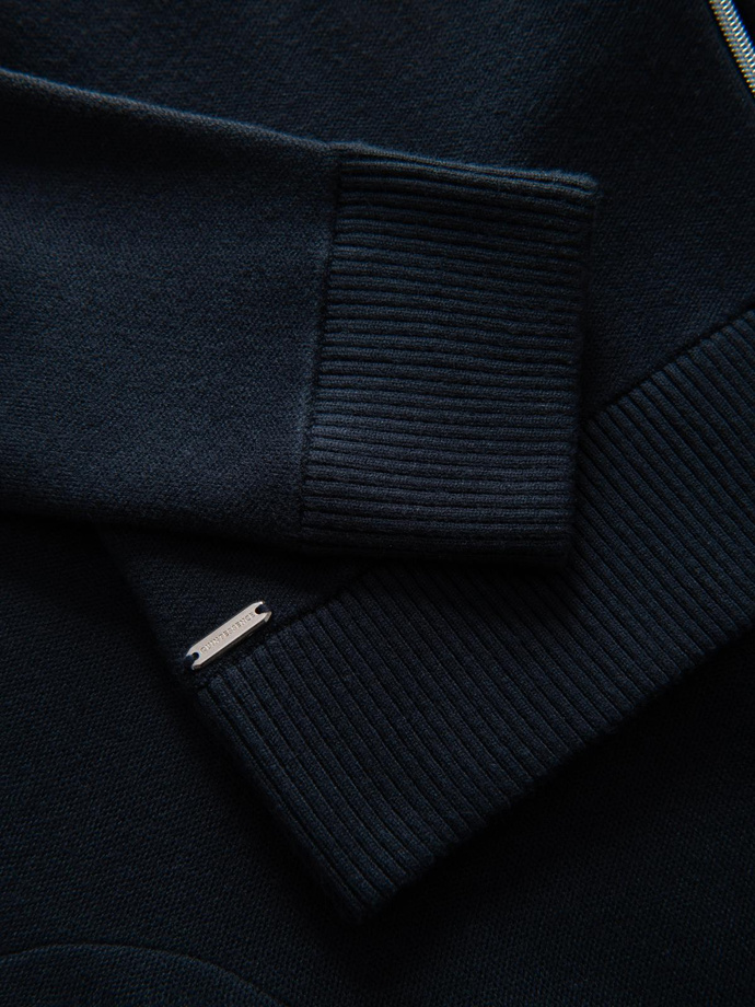 Pánský svetr na zip - tmavě modrý V1 OM-SWZS-0146
