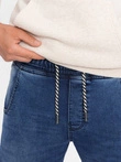 Pantaloni jogger din denim pentru bărbați - albastru deschis OM-PADJ-0106
