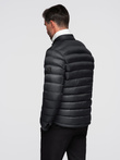 Men's quilted classic jacket with stand-up collar - black V1 OM-JALP-0261