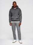 Men's sweatpants with straight leg and rubber details - grey V3 OM-PASK-0281