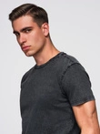 Men's T-shirt with wash effect - black V1 OM-TSWT-0116