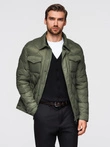 Men's quilted jacket in shirt cut - olive V2 OM-JALP-0215