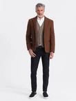 Men's casual blazer with decorative buttons on cuffs - chocolate brown V1 OM-BLZB-0118