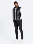 Men's quilted sleeveless glossy - black V1 OM-JAVJ-0113