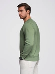 Men's BASIC sweatshirt with round neckline - green V3 OM-SSBN-0175