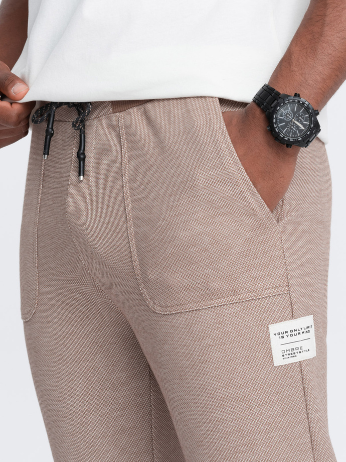 Men's structured knit sweatpants - coffee V2 OM-PASK-0211