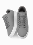 Men's eco leather sneakers shoes with thick sole - grey V4 OM-FOSL-0166