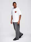 Men's cotton t-shirt with jewelry applique on chest - off white V2 OM-TSCT-0290