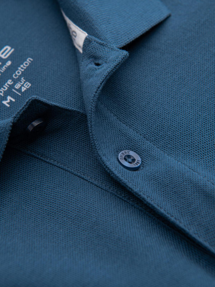 Tricou polo BASIC pentru bărbați, tricou piqué monocolor - albastru închis V13 OM-POBS-0100
