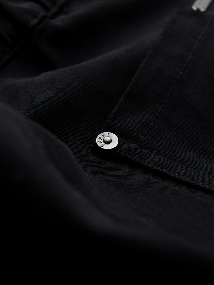 Pantaloni cargo STRAIGHT LEG pentru bărbați cu buzunare în dungi - negru V4 OM-PACG-0197
