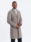 Lengvas vienspalvis vyriškas paltas - šviesiai rudas V4 OM-COWC-0104