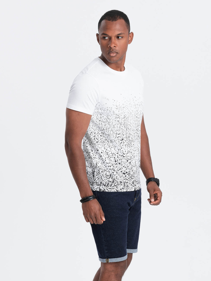 Men's cotton t-shirt with gradient print - white V1 OM-TSPT-22SS-001